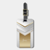 金エレガント属3Dルック書道金ゴールドモノグラム ラゲッジタグ (正面縦)