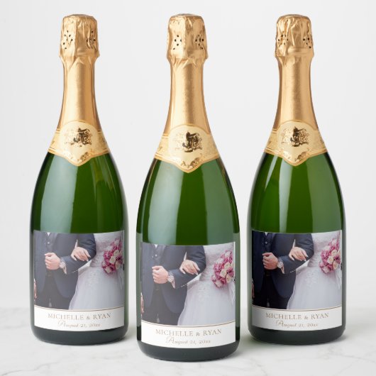 金エレガント本の結婚写真 スパークリングワインラベル (ボトル)