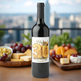 金エレガント王室の冠30歳の誕生日 ワインラベル