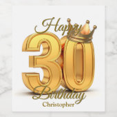 金エレガント王室の冠30歳の誕生日 ワインラベル (シングルラベル)