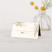 金エレガント秋の花結婚の プレイスカード (正面)