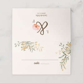 金エレガント秋の花結婚の プレイスカード