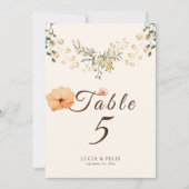 金エレガント秋花テーブル番号カード 招待状 (正面)