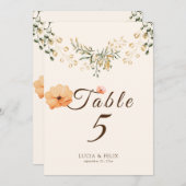 金エレガント秋花テーブル番号カード 招待状 (正面/裏面)