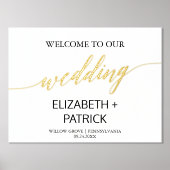 金エレガント箔とブラック結婚の歓迎 箔ポスター (正面)