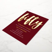 金エレガント箔と深い赤50th誕生日パーティー 箔招待状 (回転した状態)