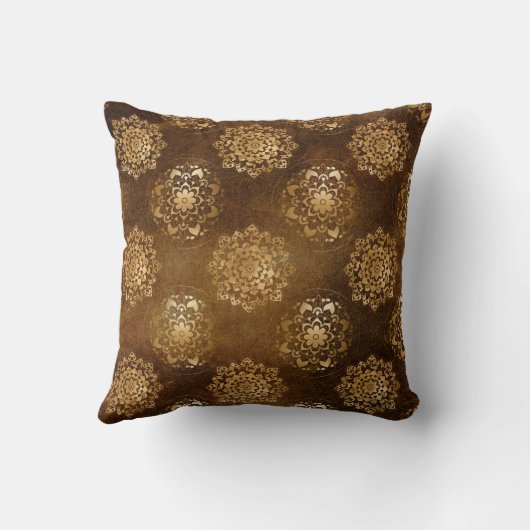 金エレガント箔と黒インディアン曼荼羅 クッション (裏面)