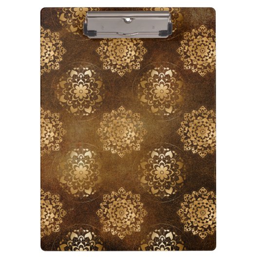 金エレガント箔と黒インディアン曼荼羅 クリップボード (正面)