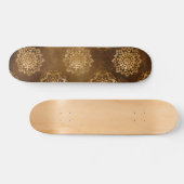 金エレガント箔と黒インディアン曼荼羅 スケートボード (横)