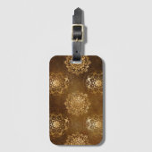 金エレガント箔と黒インディアン曼荼羅 ラゲッジタグ (正面縦)