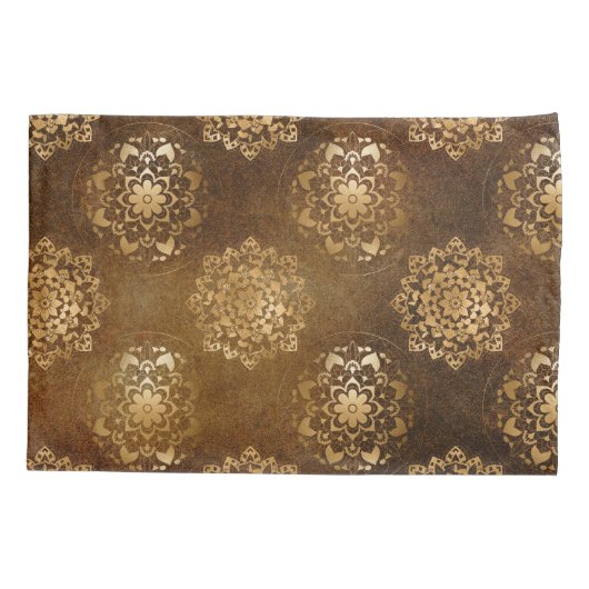 金エレガント箔と黒インディアン曼荼羅 枕カバー (裏面)