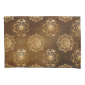 金エレガント箔と黒インディアン曼荼羅 枕カバー (正面)