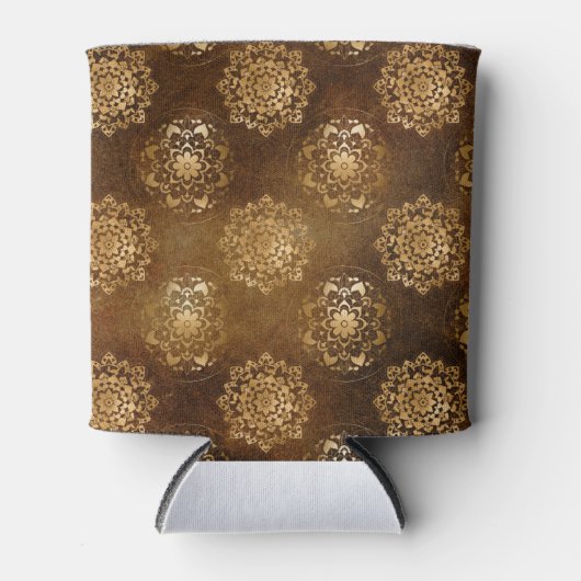 金エレガント箔と黒インディアン曼荼羅 缶クーラー (正面)