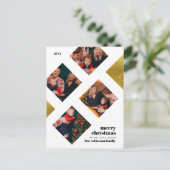 金エレガント箔と4枚の写真クリスマスホリデー ポストカード (スタンド正面)