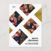 金エレガント箔と4枚の写真クリスマスホリデー ポストカード (正面)