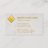 金エレガント箔のフェイクモノグラム白い大理石 名刺 (裏面)