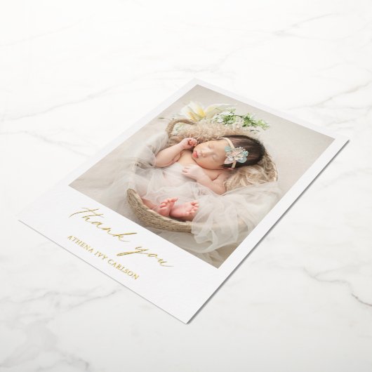 金エレガント箔の写真誕生のお知らせ 箔招待状 (回転した状態)