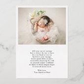 金エレガント箔の写真誕生のお知らせ 箔招待状 (裏面)