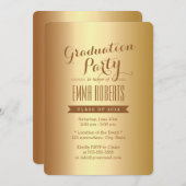 金エレガント箔の卒業パーティーの発表 招待状 (正面/裏面)