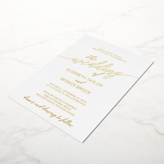 金エレガント箔の書結婚跡 箔招待状 (回転した状態)