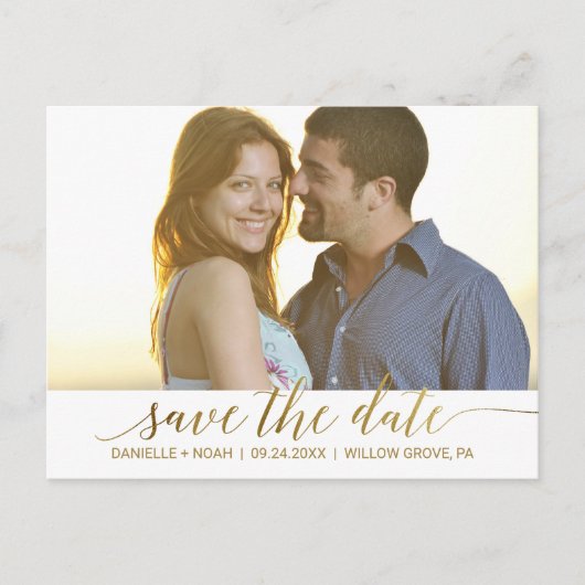 金エレガント箔の書跡の日付写真を保存 案内ポストカード (正面)