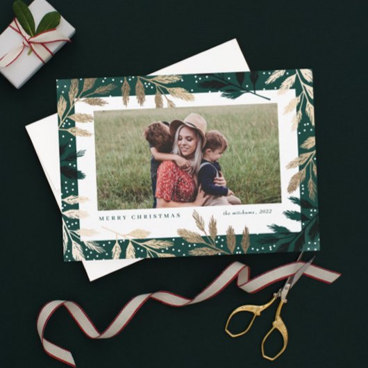 金エレガント箔の枝3写真クリスマス シーズンカード