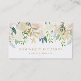 金エレガント箔の水色フェイクの花 名刺