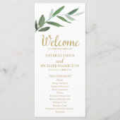 金エレガント箔の緑結婚式 プログラム (正面)