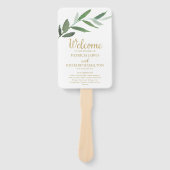 金エレガント箔の緑結婚式 プログラム ハンドファン (正面)