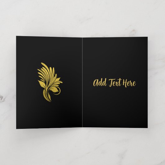 金エレガント箔の花形 箔グリーティングカード (内側レイダウン)