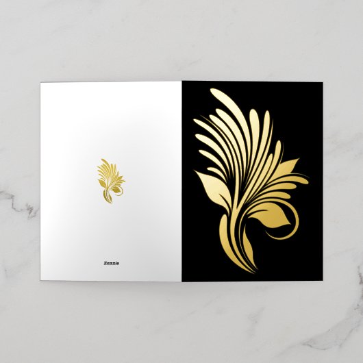 金エレガント箔の花形 箔グリーティングカード (外側レイダウン)