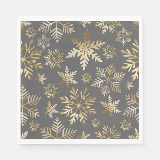 金エレガント箔の雪の結晶グレークリスマス スタンダードランチョンナプキン (正面)