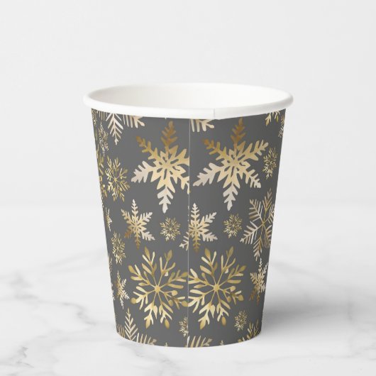 金エレガント箔の雪の結晶グレークリスマス 紙コップ (右)