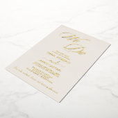 金エレガント箔アイボリーが花開く「我々は」結婚の 箔招待状 (回転した状態)