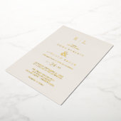 金エレガント箔アイボリーモノグラ結婚ム 箔招待状 (回転した状態)