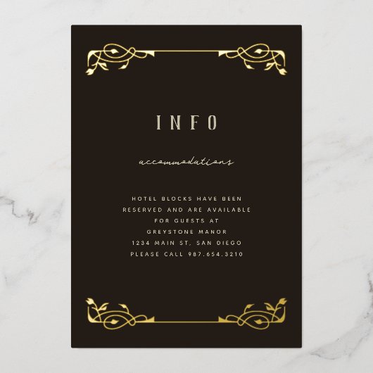 金エレガント箔アールヌーボー箔招待状 箔招待状 (正面)