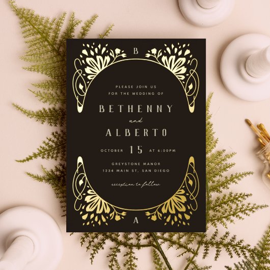 金エレガント箔アールヌーボー 箔招待状