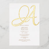 金エレガント箔イニシャルブライダルシャワー 箔招待状 (正面)