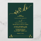 金エレガント箔エメラルド結婚ズ 箔招待状 (正面)