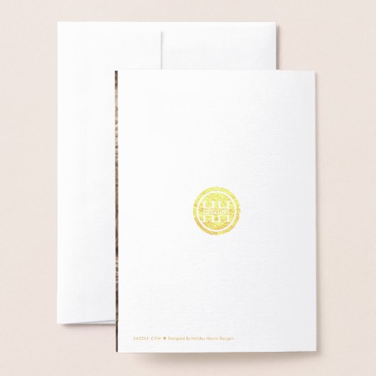 金エレガント箔エンジェルズベビーガール写真バプテスマ 箔カード (裏面封筒付き)