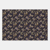 金エレガント箔オン紫：休日紙 ラッピングペーパーシート (正面3)