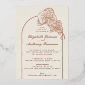 金エレガント箔オーキッドアー結婚チズ 箔招待状 (正面)