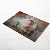 金エレガント箔ガール写真誕生のお知らせ 箔招待状 (回転した状態)