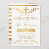 金エレガント箔クロス&リーフ《キリスト教》洗礼式や命名式 招待状 (正面/裏面)