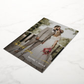 金エレガント箔スクリプシンプルト2-Photo 結婚's 箔招待状 (回転した状態)