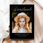 金エレガント箔スクリプトの卒業発表 箔招待状