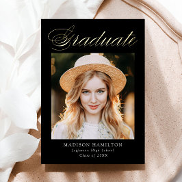 金エレガント箔スクリプトの卒業発表 箔招待状