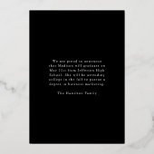 金エレガント箔スクリプトの卒業発表 箔招待状 (裏面)