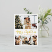 金エレガント箔スクリプトコラージホリデーポストカード 箔シーズンポストカード (立ち正面)