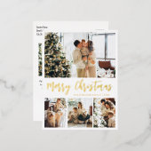 金エレガント箔スクリプトコラージホリデーポストカード 箔シーズンポストカード (正面/裏面)